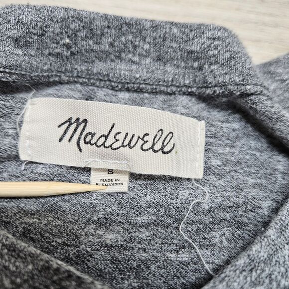 Madewell Womens Gray Solud Tshirt Small Longsleeve Oversized - Picture 6 of 8